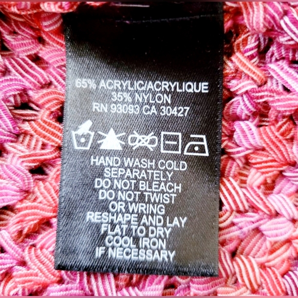 Nic + Zoe Pink & Red Airy Macrame Ribbon Knit Fringe Sweater, Medium Size, - Picture 8 of 16